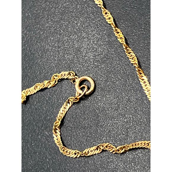 Yellow Gold 14kt Cubic Zirconia Heart Pendant 10k Singapore Chain Necklace *14” - Picture 7 of 12